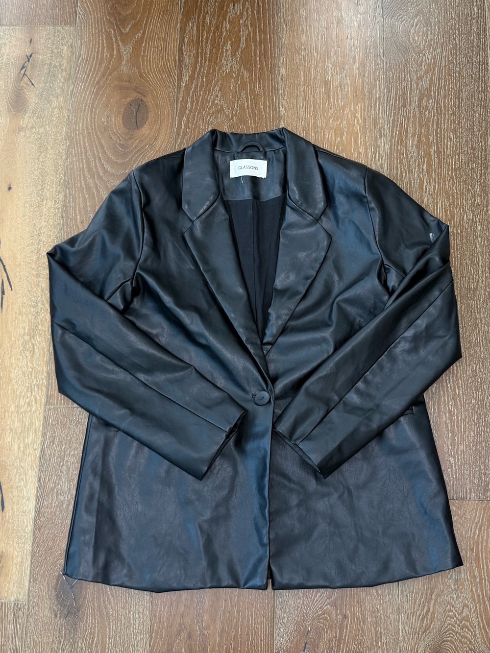 Glassons Black Faux Leather Blazer Jacket